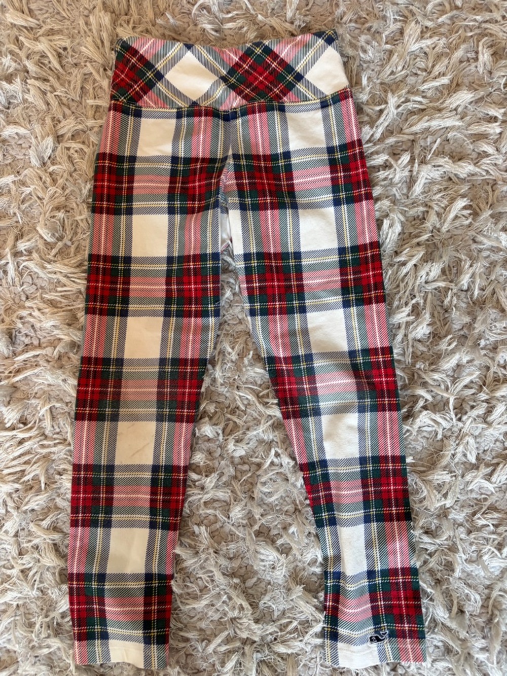 Vineyard  Vines Kids Plaid Leggings - Red, White & Green Sz S (7-8)